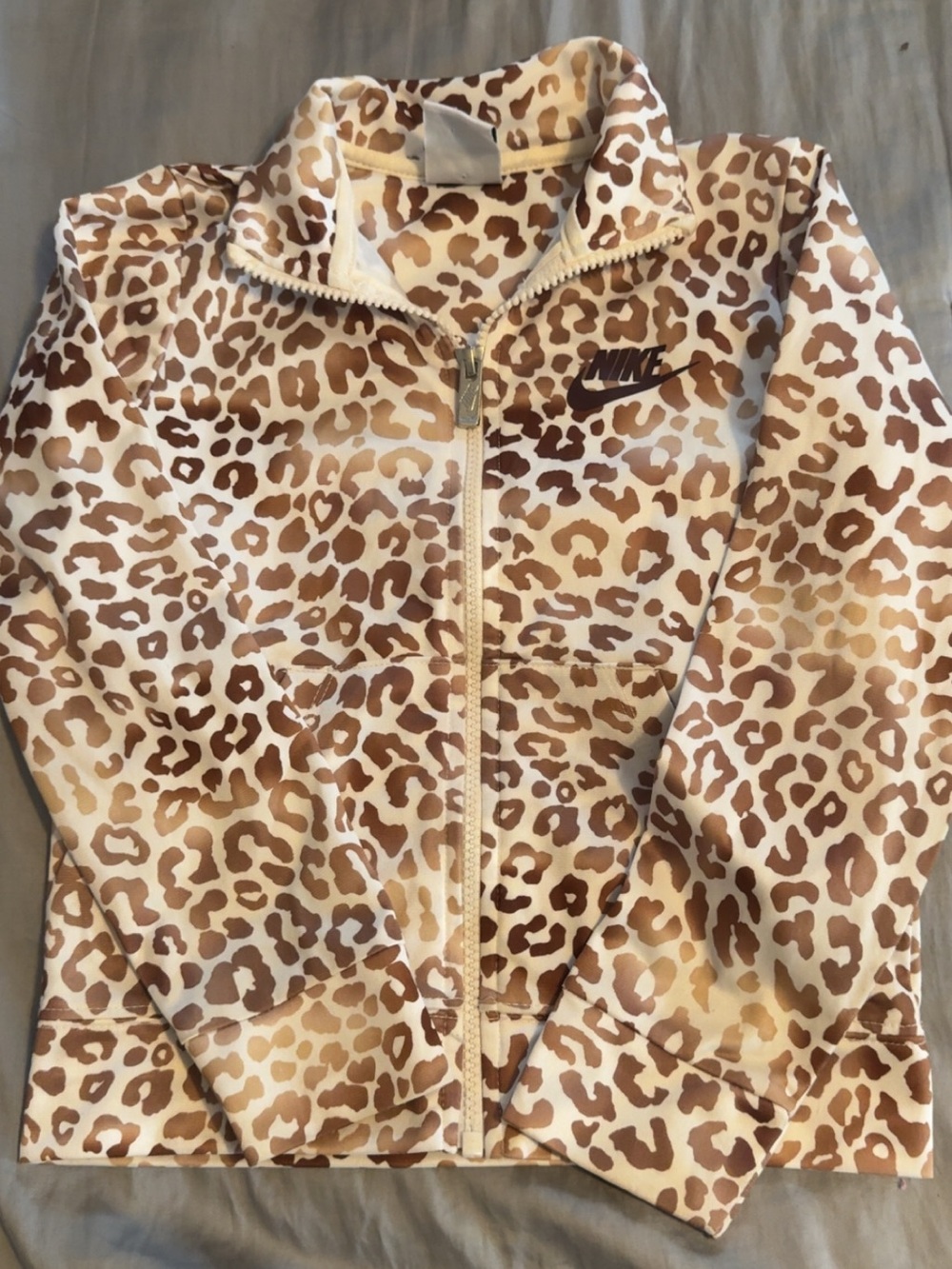 Nike Leopard Print Zip-Up Jacket - Neutral Tones